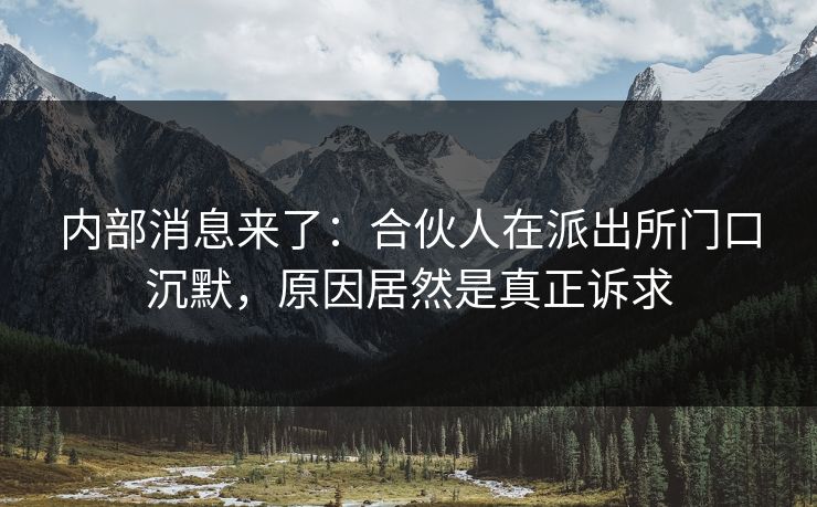 内部消息来了:合伙人在派出所门口沉默,原因居然是真正诉求