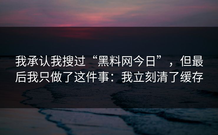 我承认我搜过“黑料网今日”,但最后我只做了这件事:我立刻清了缓存
