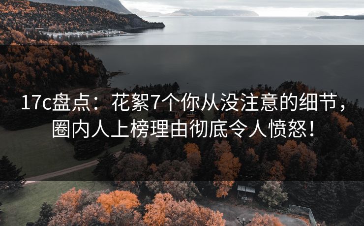 17c盘点：花絮7个你从没注意的细节，圈内人上榜理由彻底令人愤怒！