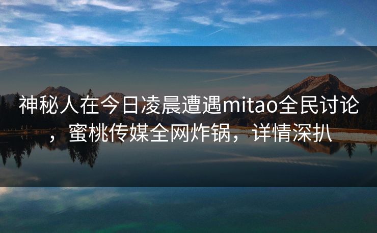神秘人在今日凌晨遭遇mitao全民讨论，蜜桃传媒全网炸锅，详情深扒